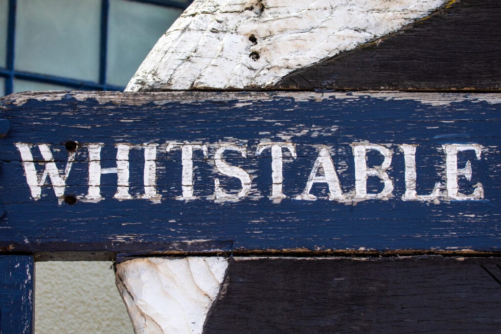 A sign in the beautiful seaside town of Whitstable in Kent, UK.